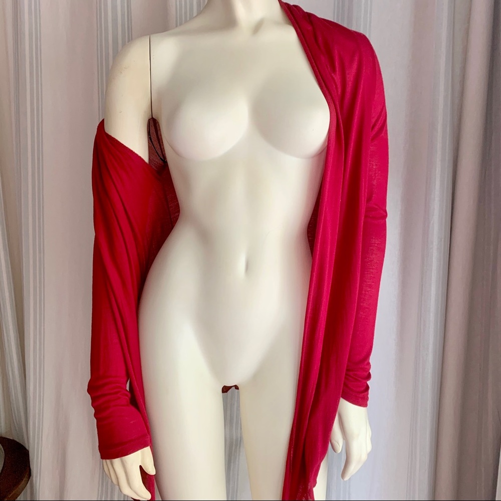 Forever 21 Red Sheer Cardigan Y2K Christmas Valentines Lightweight 4th of July S